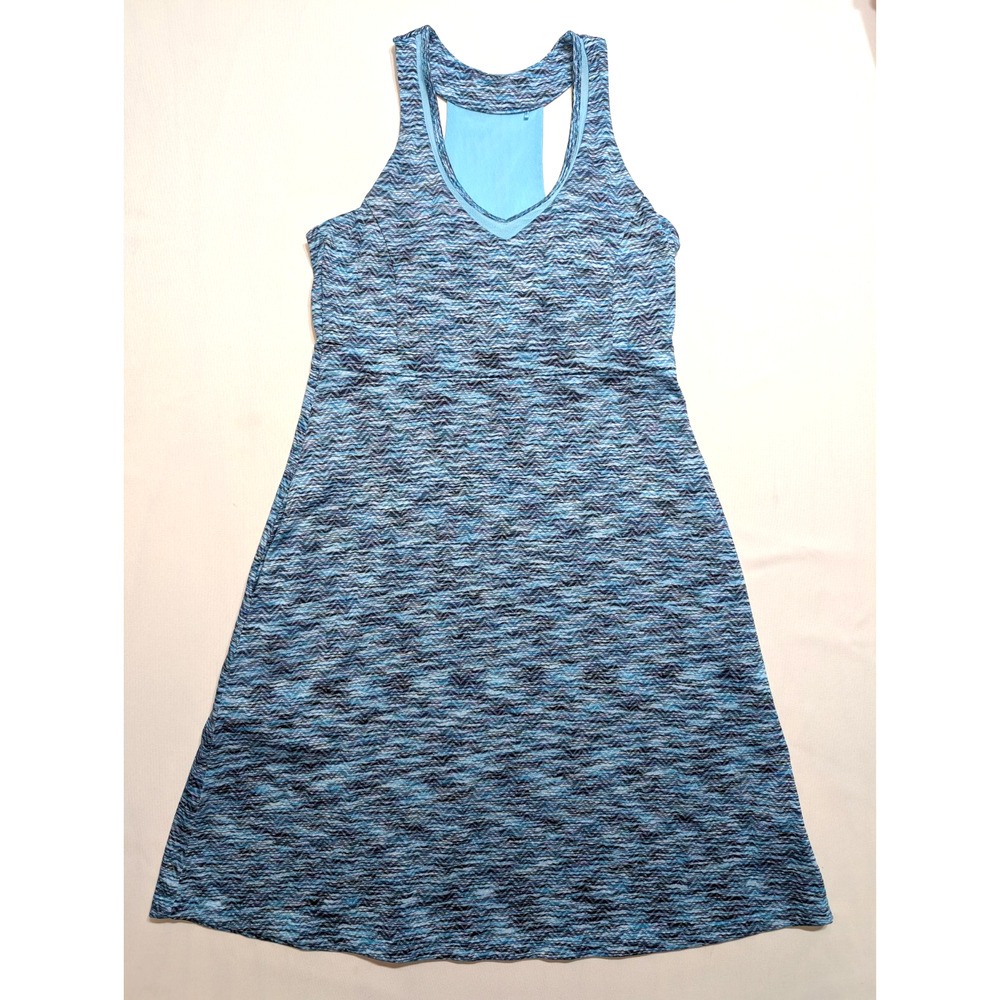 MPG Mondetta Athletic Dress Small Blue Geometric Upper Padding Pockets Pullover